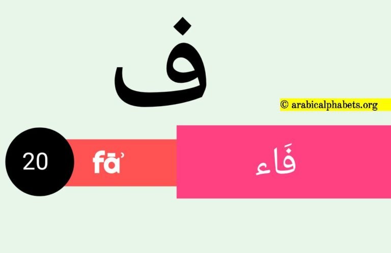 Twentieth Arabic Alphabet Letter
